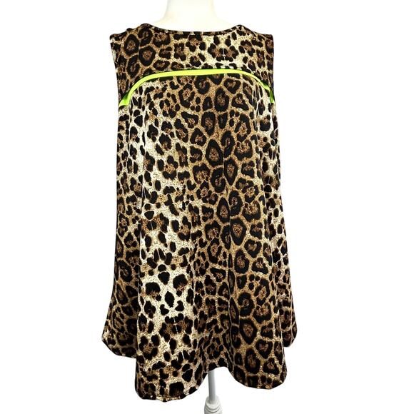 VOLL Animal print top blouse women's XL flowing long sleeveless browns loose - Picture 1 of 8